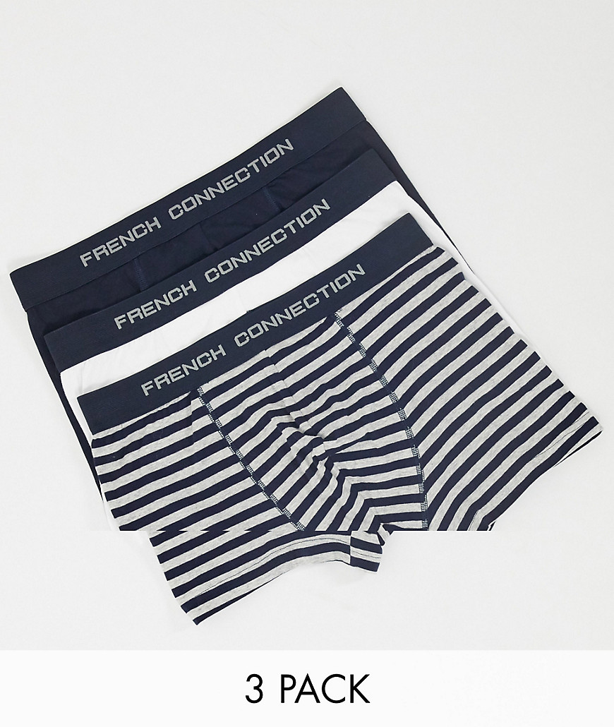 FRENCH CONNECTION 3 PACK BOXER BRIEFS IN PLAIN AND STRIPE-MULTI,TGNSQ