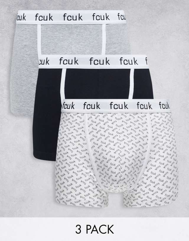 French Connection - 3 pack boxers in black and white print