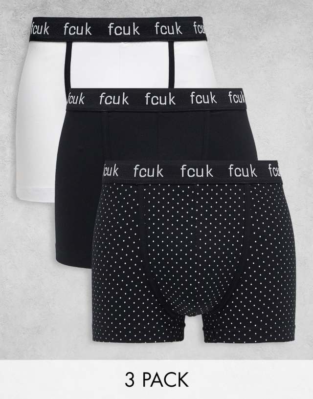 French Connection 3 pack boxers in black and white