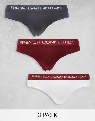 French Connection French Connection 3 pack briefs in iron ink and bloostone-Red