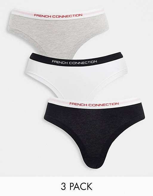 Asos Women Clothing Underwear Briefs Hipsters 3 pack cheekini briefs in white gray 