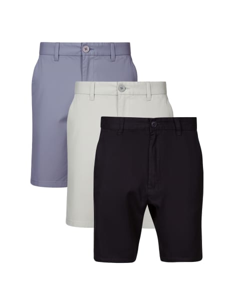French Connection 3 pack cotton chino shorts in blue - view 1