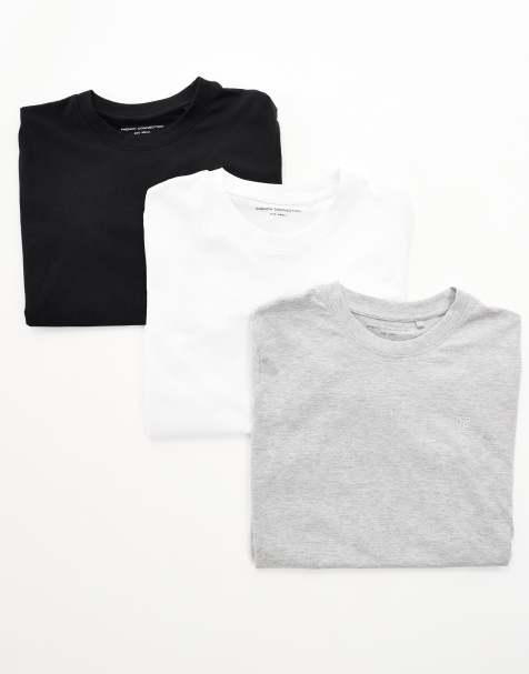 French Connection 3 pack cotton crew neck logo short sleeve t-shirts in black - view 1