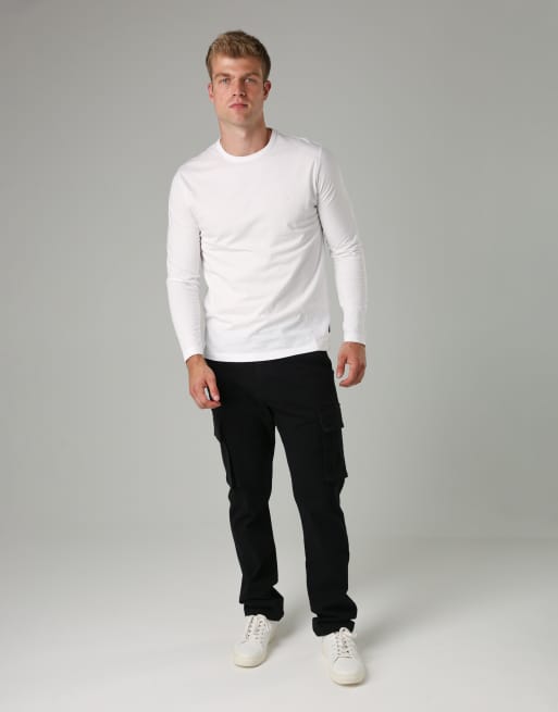 French Connection 3 pack cotton crew neck long sleeve t-shirts in black, 4 of 6