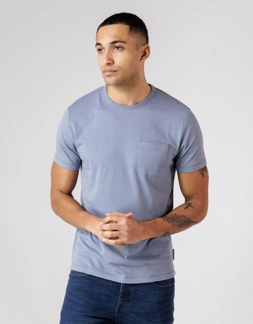 French Connection 3 pack cotton crew neck short sleeve chest pocket t-shirts in blue, 2 of 4