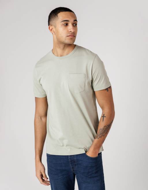 French Connection 3 pack cotton crew neck short sleeve chest pocket t-shirts in blue, 3 of 4