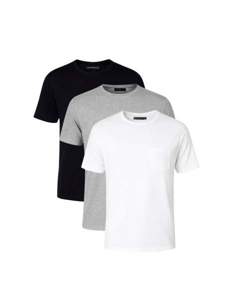 French Connection 3 pack cotton crew neck short sleeve chest pocket t-shirts in navy - view 1