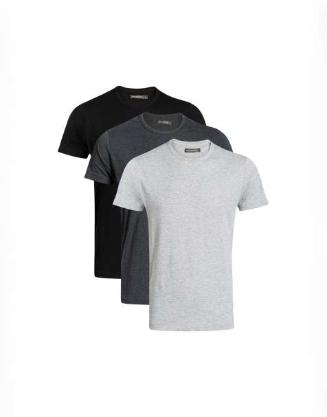 French Connection 3 pack cotton crew neck short sleeve t-shirts in black - view 1