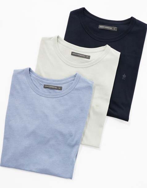 French Connection 3 pack cotton crew neck short sleeve t-shirts in navy