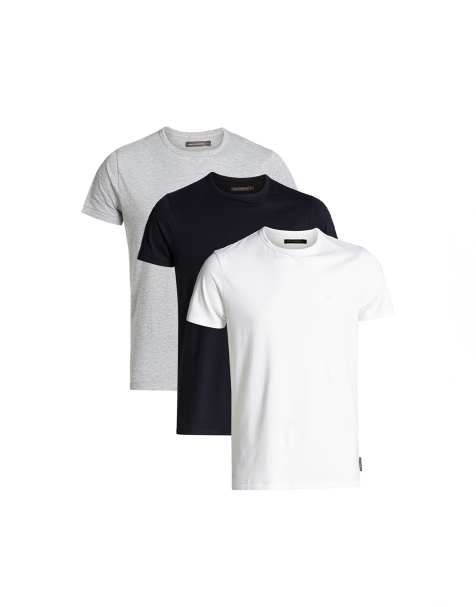 French Connection 3 pack cotton crew neck short sleeve t-shirts in white