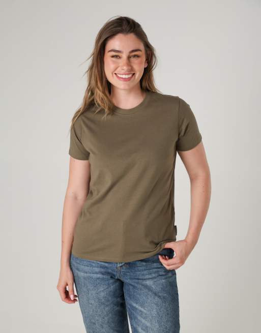 French Connection 3 pack cotton crew neck t-shirts in khaki, 2 of 4