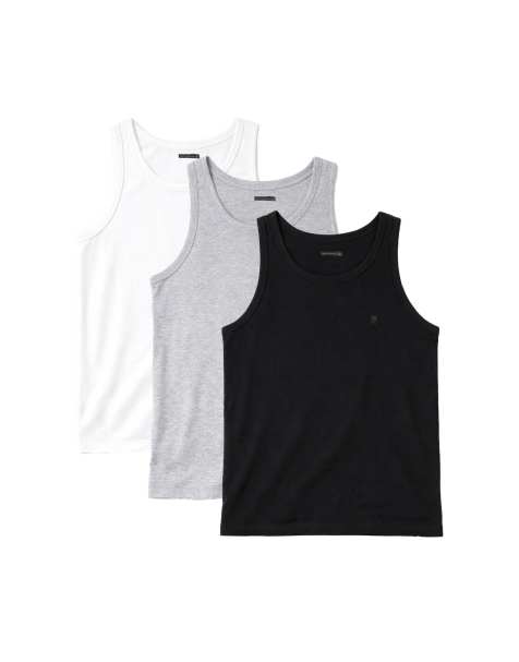 French Connection 3 pack cotton round neck racer vest in black - view 1