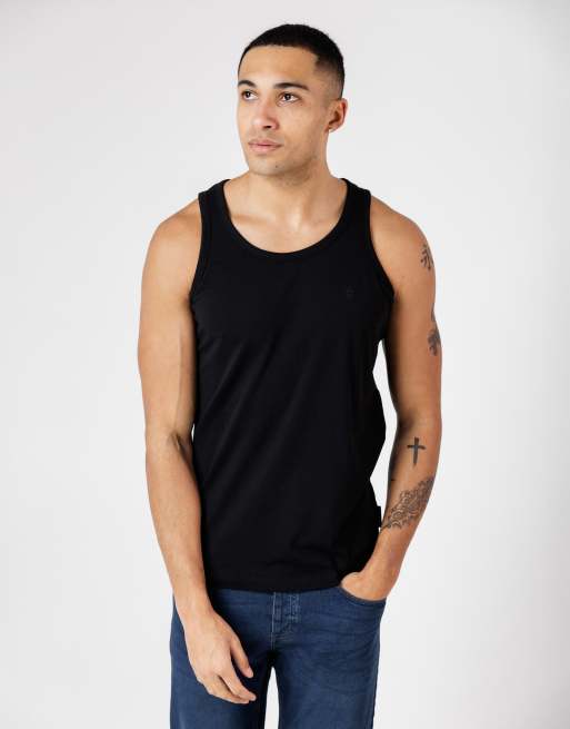French Connection 3 pack cotton round neck racer vest in black, 3 of 4