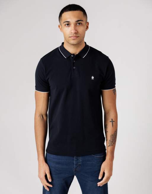 French Connection 3 pack cotton short sleeve pique polo shirts in navy, 2 of 4