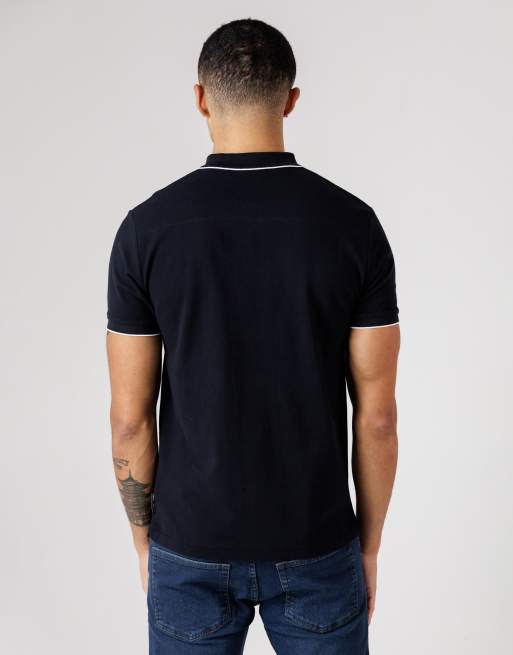 French Connection 3 pack cotton short sleeve pique polo shirts in navy, 3 of 4