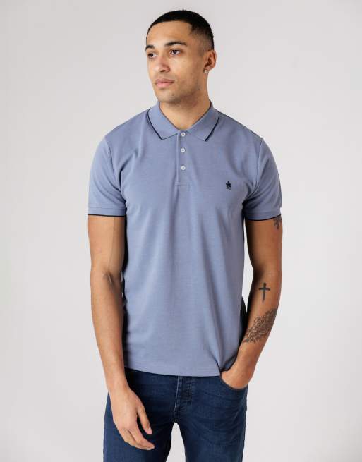 French Connection 3 pack cotton short sleeve pique polo shirts in navy, 4 of 4