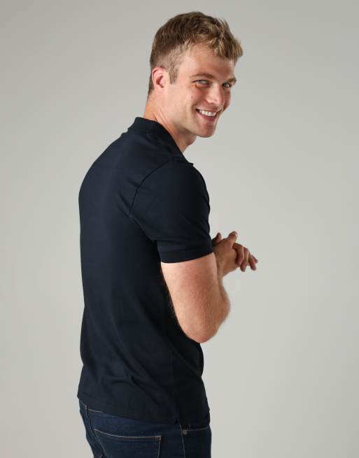 French Connection 3 pack cotton short sleeve polo shirts in black, 3 of 4