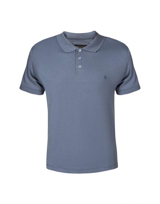 French Connection 3 pack cotton short sleeve polo shirts in blue, 4 of 5