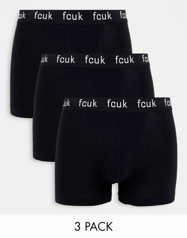 French Connection 3 pack logo boxers in black