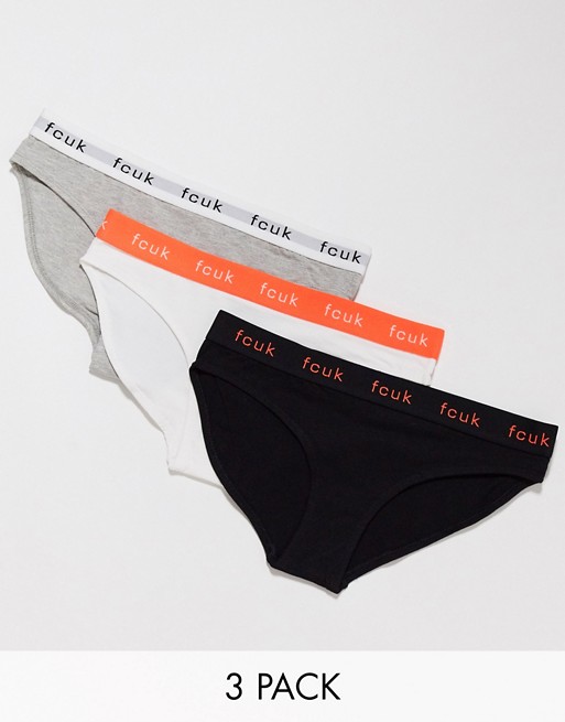 French Connection 3 pack logo briefs