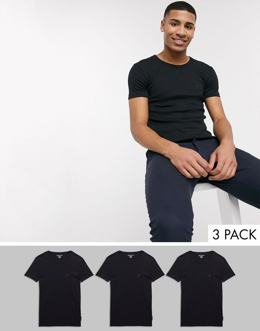 French Connection 3 pack lounge t-shirt-Black