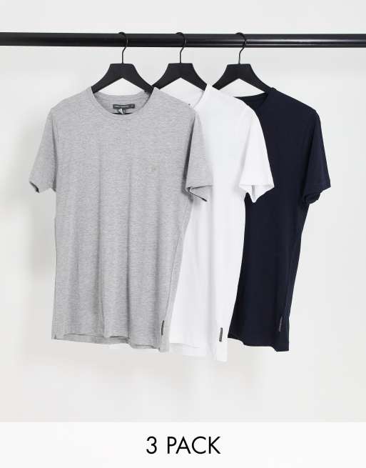 French Connection 3 pack lounge t-shirts in navy multi