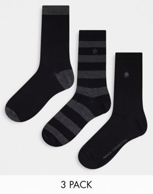 French Connection 3 pack socks grey stripe