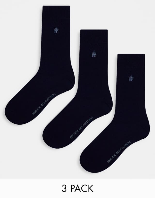 French Connection 3 pack socks in navy