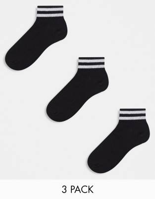 French connection 3 pack stripe ankle sock in black and white | ASOS