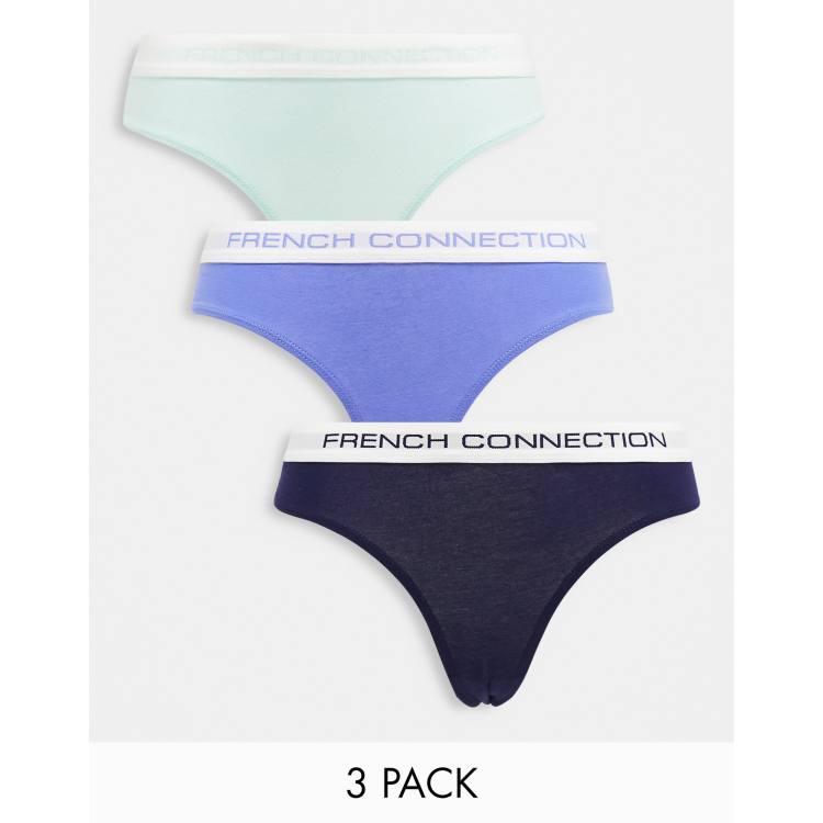 French Connection 3 pack thongs in blue glacier and navy