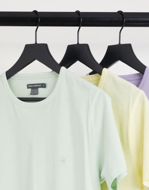 French Connection – 3er-Pack T-Shirts in Minzgrün, Zitronengelb und Flieder mit Rundhalsausschnitt, 4 von 4