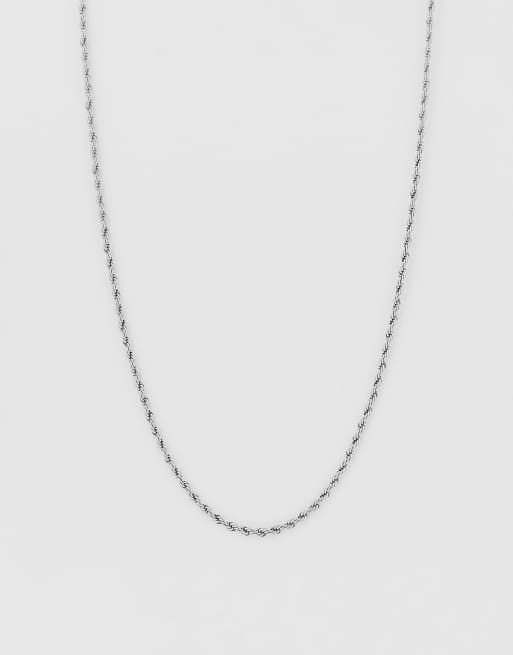 French connection 3mm rope chain necklace in silver