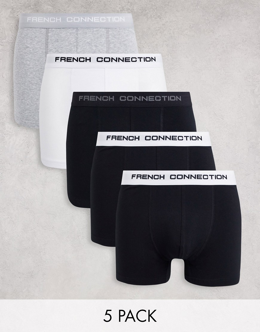 French Connection 5 pack boxers in gray multi