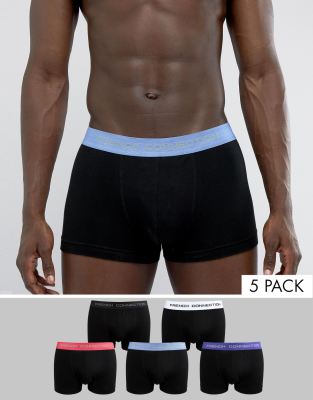 French Connection 5 Pack Boxers with Colour Waistband | ASOS