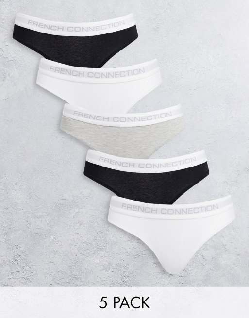 Buy French Connection Womens Five Pack Briefs Black/Black/Black/Grey/Grey