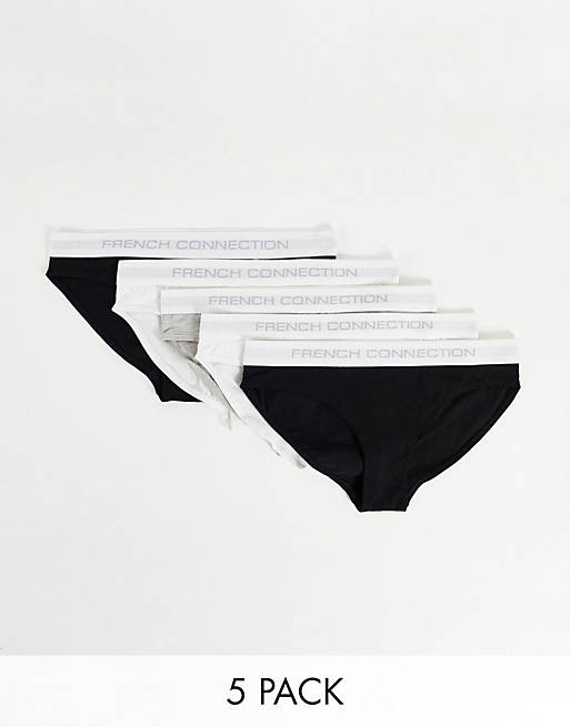 French Connection 5 pack briefs in black grey white mix