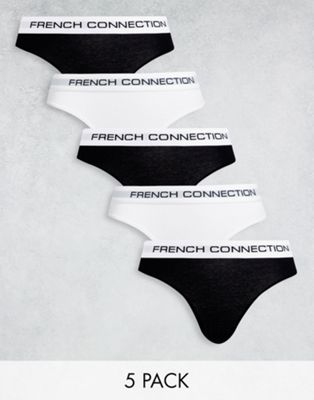 French Connection 5 pack briefs in black and white