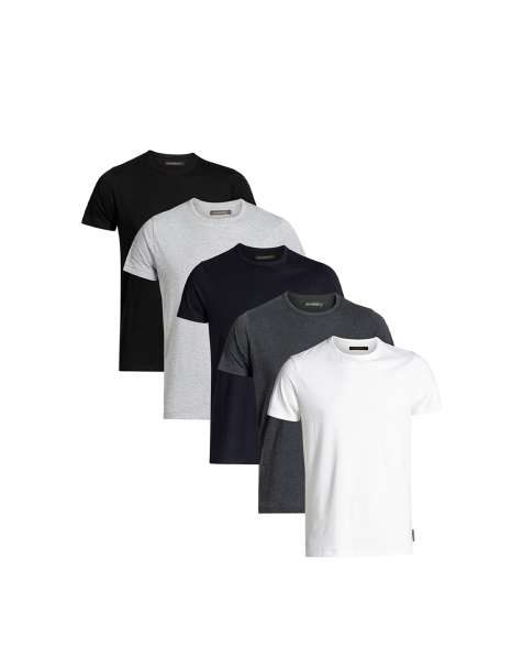 French Connection 5 pack cotton crew neck short sleeve t-shirts in black - view 1