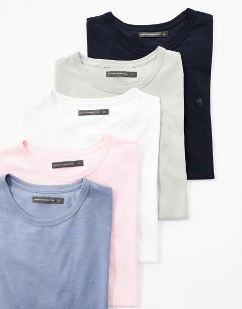 French Connection 5 pack cotton crew neck short sleeve t-shirts in blue