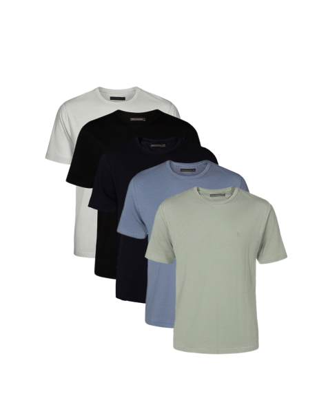 French Connection 5 pack cotton crew neck short sleeve t-shirts in blue - view 1