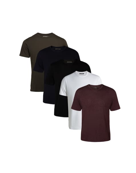 French Connection 5 pack cotton crew neck short sleeve t-shirts in navy - view 1
