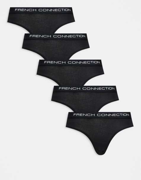 French Connection 5 pack cotton french connection ladies briefs in black - view 1