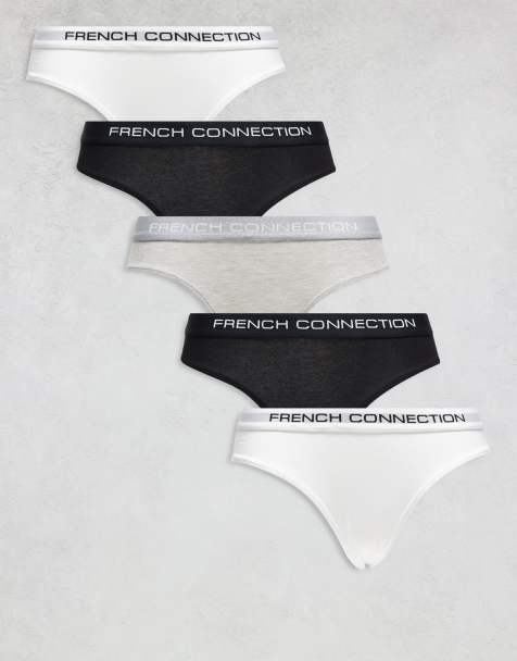 French Connection 5 pack cotton french connection ladies briefs in white - view 1