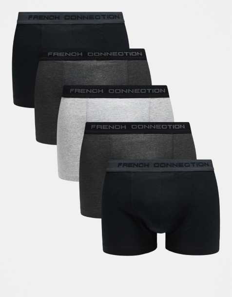 French Connection 5 pack cotton stretch boxers in grey - view 1