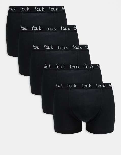 French Connection 5 pack fcuk cotton stretch boxers in black - view 1