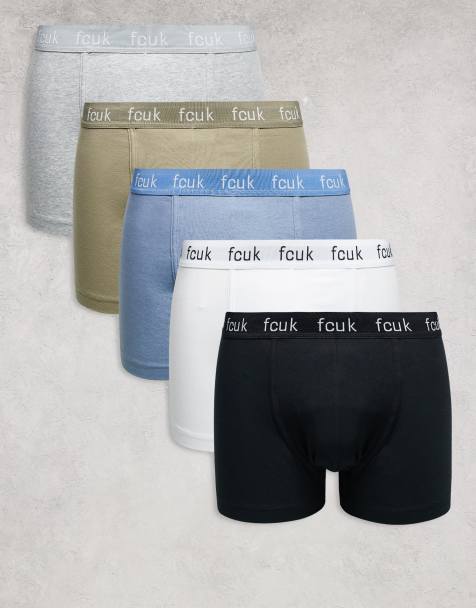 French Connection 5 pack fcuk cotton stretch boxers in khaki - view 1