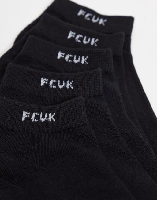 French Connection 5 pack FCUK trainer socks in black and white, 4 of 4