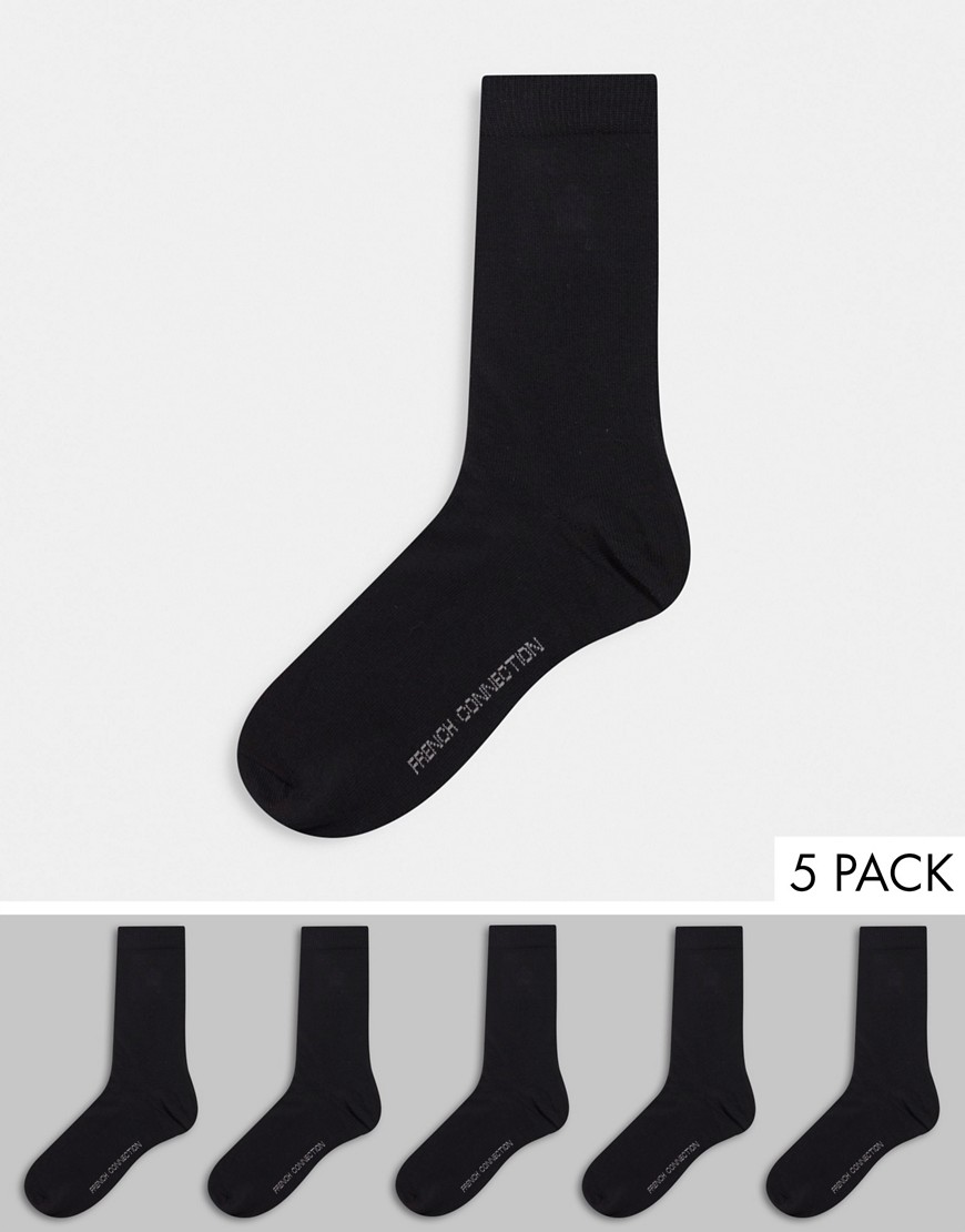 French Connection 5 pack socks in black