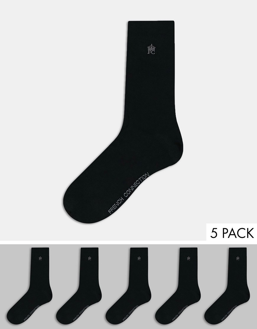 French Connection 5 Pack Socks-black