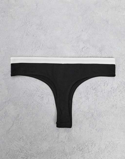 5 Pack Black Cotton Blend Thongs